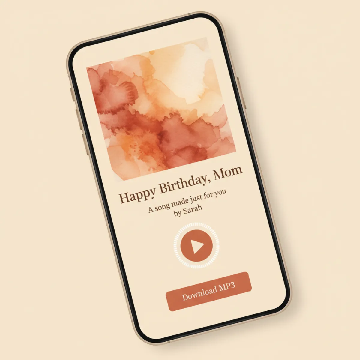 Gift song page preview showing album art and play controls